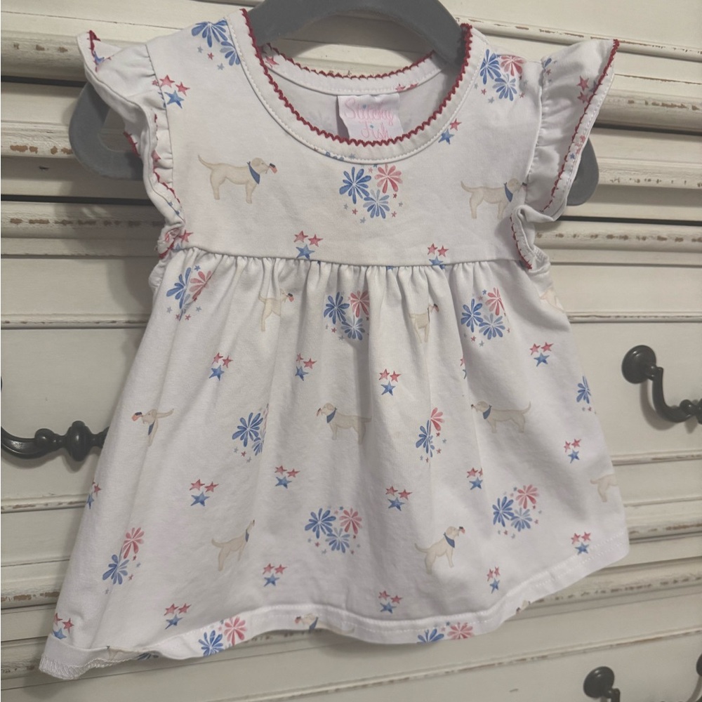 White Toddler Set with Dog and Star Print